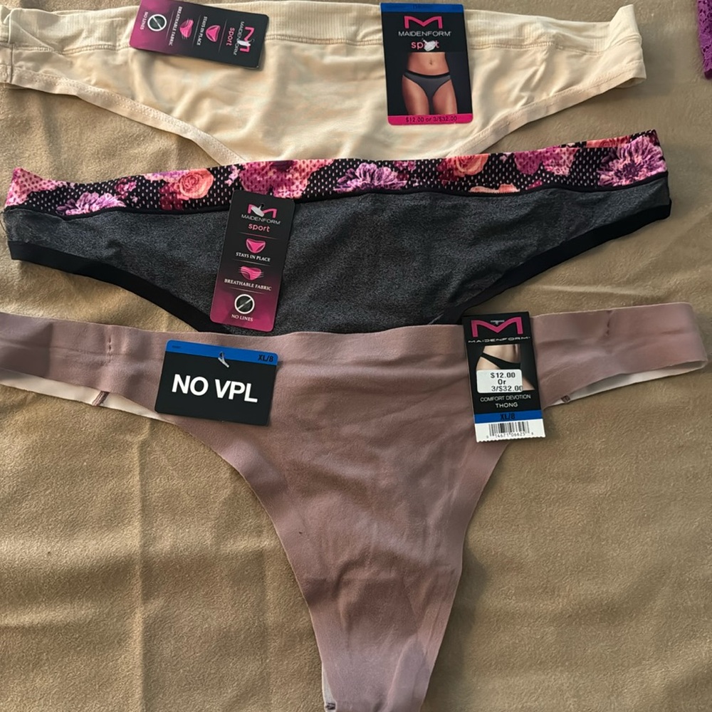 Lot of 9 pairs Brand New Maidenform  Thong  Underwear size 8/XLG